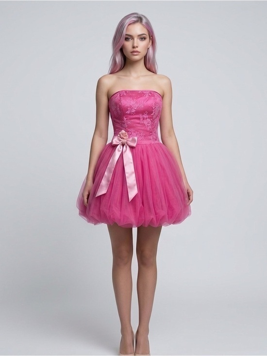 Jessica McClintock Dresses & Skirts - Jessica McClintock Gunne Sax Pink Satin Bubble Dress XS Prom Y2K